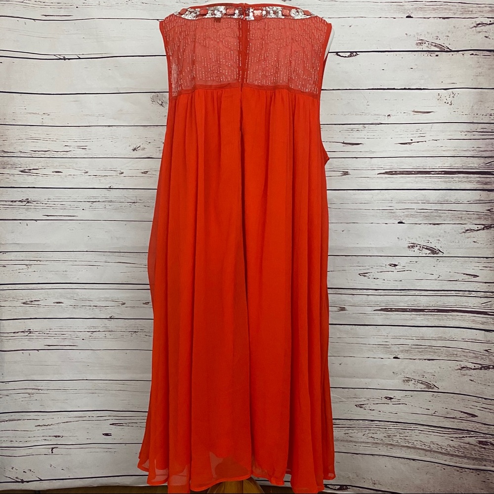 Lane Bryant Orange Chiffon Sequin Dress Size 26/28 - Picture 5 of 8